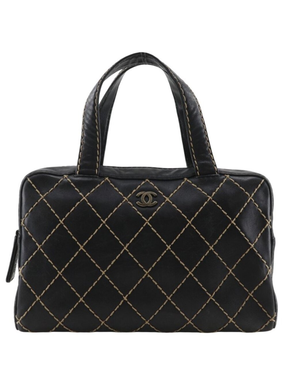 Chanel Wild Stitch CC Logo Calf Black Handbag